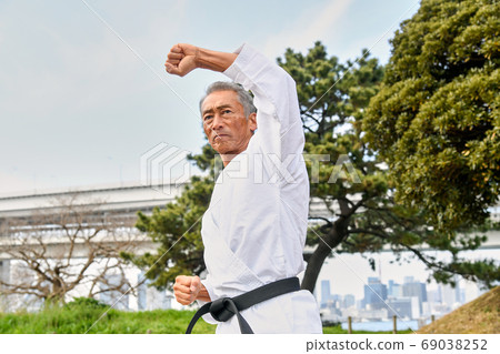 Martial arts Japanese, samurai, senior man, karateka, martial artist, judo, extreme vacuumist 69038252
