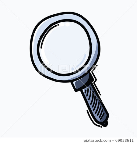 Magnifying glass doodle color vector icon. Drawing sketch illust Magnifying glass doodle color vector icon. Drawing sketch illust 69038611