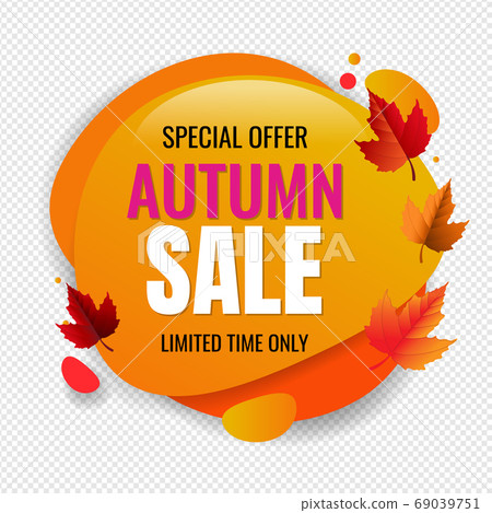 Autumn Sale Speech Bubble With Autumn Leaves Transparent Background 69039751
