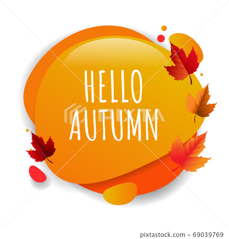 Autumn Speech Bubble With Autumn Leaves White Background 69039769