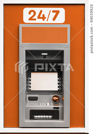ATM machine, photo of one object in detail as a background, brown color ATM machine, photo of one object in detail as a background, brown color 69039928