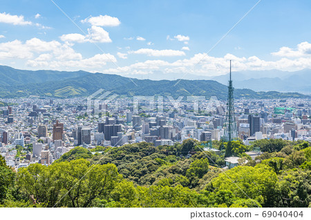 Matsuyama City, Ehime Prefecture: A view of Matsuyama City from the castle tower Matsuyama City, Ehime Prefecture: A view of Matsuyama City from the castle tower 69040404