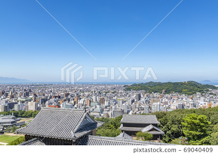 Matsuyama City, Ehime Prefecture: A view of Matsuyama City from the castle tower 69040409