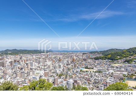Matsuyama City, Ehime Prefecture: A view of Matsuyama City from the castle tower 69040414