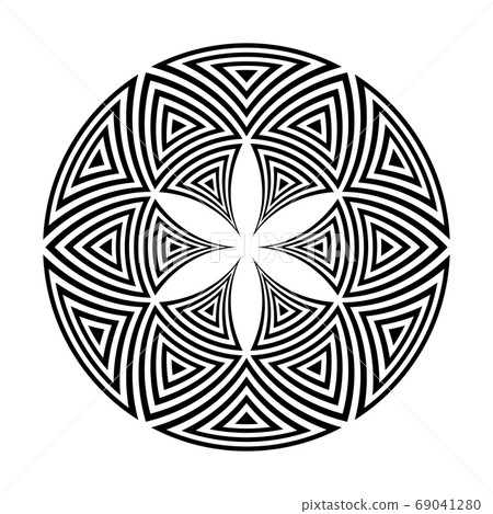Geometric pattern in circle shape. Decorative design element. 69041280