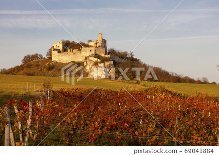 Falkenstein Castle in autumn, Austria 69041884