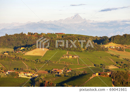 View of the village of Serralunga d`Alba and the View of the village of Serralunga d`Alba and the 69041981