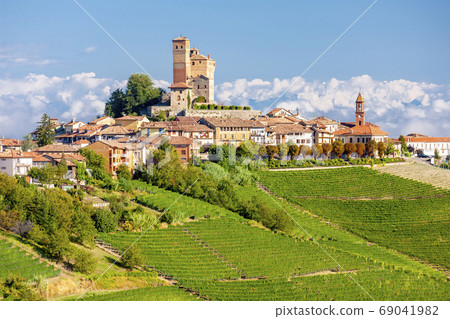 View of the village of Serralunga d`Alba and the View of the village of Serralunga d`Alba and the 69041982