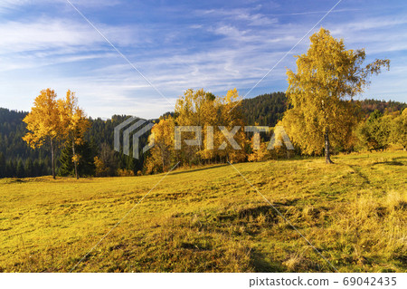 autumn landscape near saddle Beskyd in Slovakia 69042435