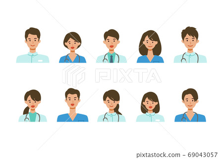 微笑的男性和女性醫務工作者的插圖 微笑的男性和女性醫務工作者的插圖 69043057