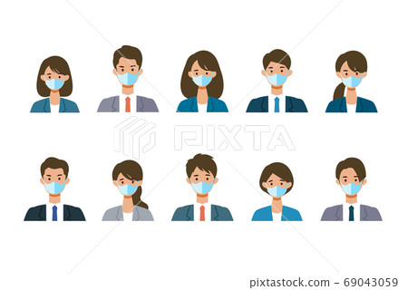 男人和女人穿著口罩的插圖 男人和女人穿著口罩的插圖 69043059