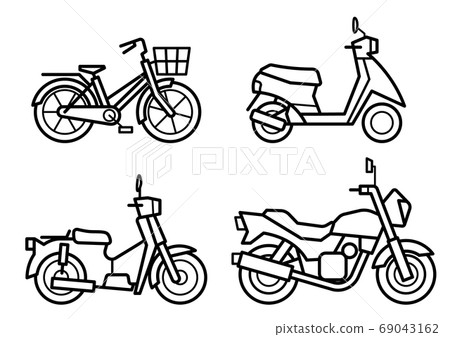 自行車(摩托車)和自行車圖標集(僅線條圖) 自行車(摩托車)和自行車圖標集(僅線條圖) 69043162