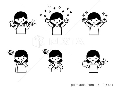 家庭主婦省錢的簡單的單色插圖集 69043584