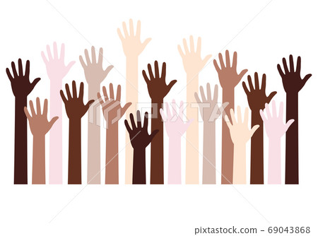 Human hands with different skin colors, vector 69043868