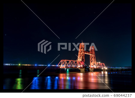 Beautiful illuminated Chikugo River bridge Beautiful illuminated Chikugo River bridge 69044237