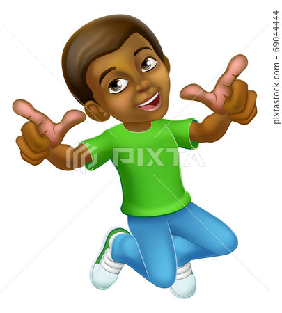 Happy Jumping Boy Kid Child Cartoon Character Happy Jumping Boy Kid Child Cartoon Character 69044444
