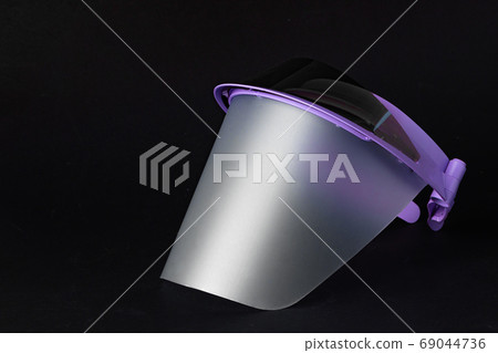 Medical protective visor, plastic face shield close up 69044736