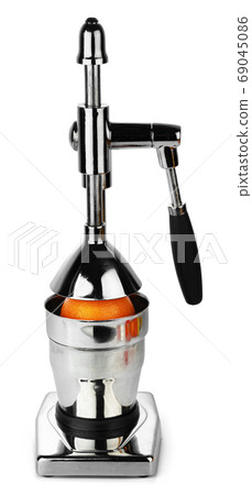 Mechanic juicer for citrus fruits isolated on white Mechanic juicer for citrus fruits isolated on white 69045086