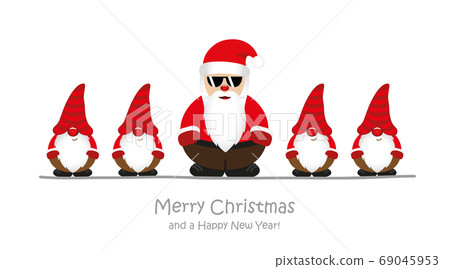 cool santa claus and his helper gnome christmas cartoon 69045953