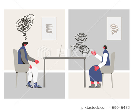 Mental health therapy session. Vector color flat. 69046483