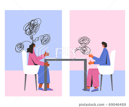 Mental health therapy session. Vector color flat. 69046489