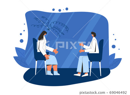 Mental health therapy session. Vector color flat. Mental health therapy session. Vector color flat. 69046492