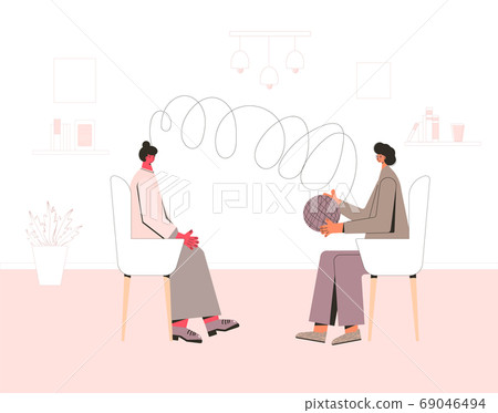 Mental health therapy session. Vector color flat. Mental health therapy session. Vector color flat. 69046494