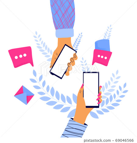 Human hand holding a phone. Vector design. Human hand holding a phone. Vector design. 69046566