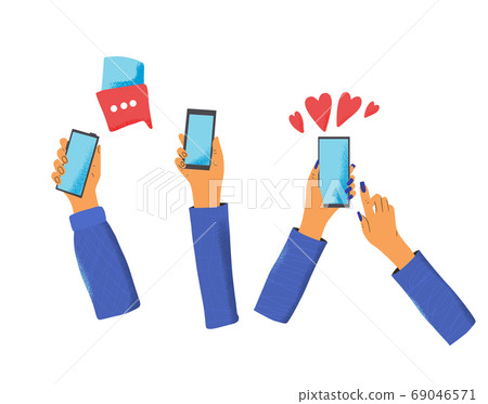 Human hand holding a phone. Vector design. 69046571