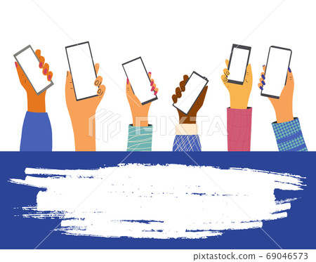 Human hand holding a phone. Vector design. 69046573