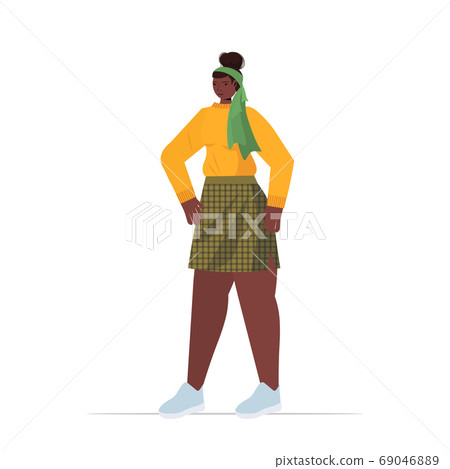 young woman in casual trendy clothes african... - Stock Illustration ...