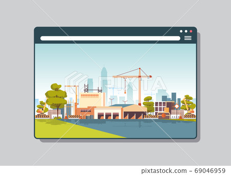 construction site with cranes in web browser window digital building concept horizontal construction site with cranes in web browser window digital building concept horizontal 69046959
