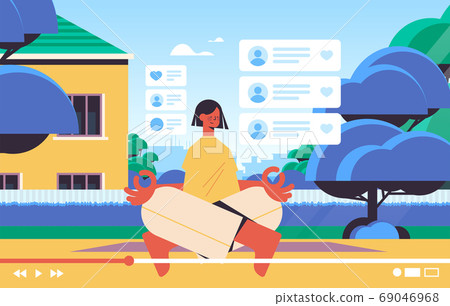 female fitness blogger recording online video blog live streaming blogging vlog popularity concept female fitness blogger recording online video blog live streaming blogging vlog popularity concept 69046968