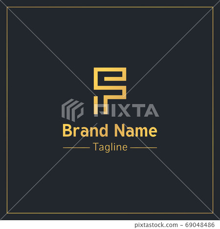 Letter F golden professional modern logo design template 69048486