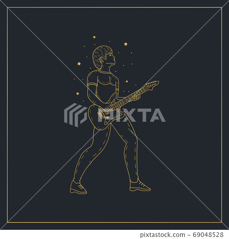 Rock star playing guitar design template 69048528