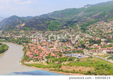 Aerial view on old town Mtskheta  69048614