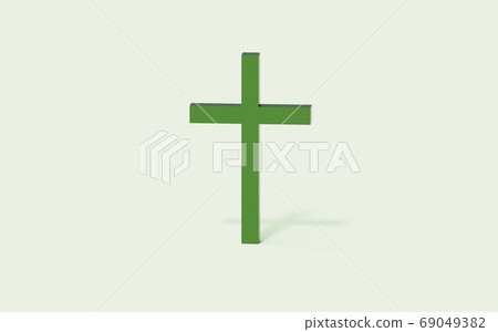 Christian cross frontal view, 3D illustration on light background with realistic shadow Christian cross frontal view, 3D illustration on light background with realistic shadow 69049382