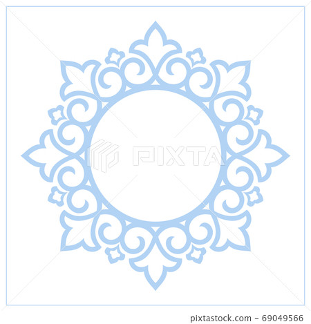 Decorative frame Elegant vector element for design in Eastern style, place for text. Floral blue border. Lace illustration for invitations and greeting cards 69049566