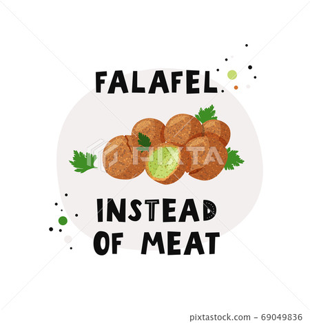 Falafel instead of meat. Traditional dish of Jewish cuisine Falafel. Vegetarian food isolated on white background. 69049836