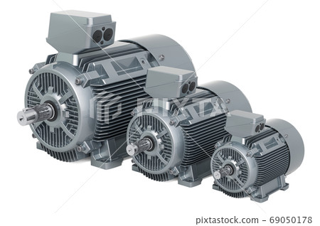 Set of industrial electric motors, 3D rendering 69050178