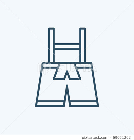 Lederhose pant, Bavarian Man traditional cloth,  Icon Logo Vector Isolated. Oktoberfest Icon Set. Editable Stroke and Pixel Perfect. 69051262
