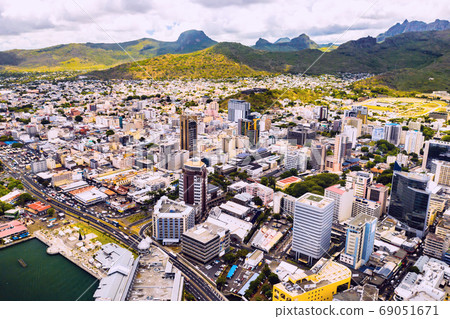 Aerial view of the city of Port-Louis, Mauritius, Africa 69051671