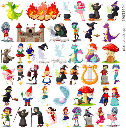 Set of fantasy cartoon characters and fantasy Set of fantasy cartoon characters and fantasy 69053694
