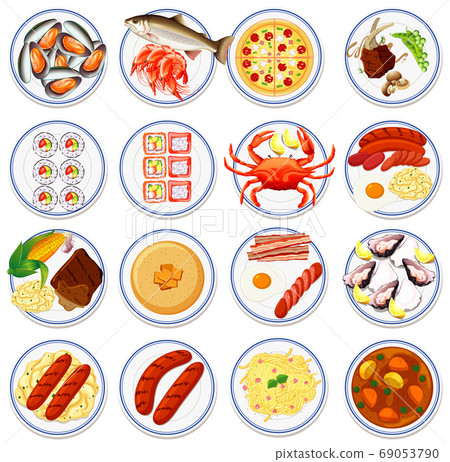 Aerial view of food on plate Aerial view of food on plate 69053790