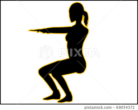 女人蹲剪影 69054372