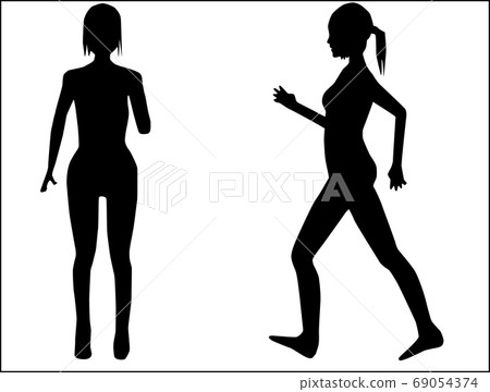 Silhouette of a woman walking Silhouette of a woman walking 69054374