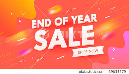 End of Year Sale Banner, Digital Social Media Marketing Advertising. Special Offer Shopping Discount, Media Ad Poster 69055379