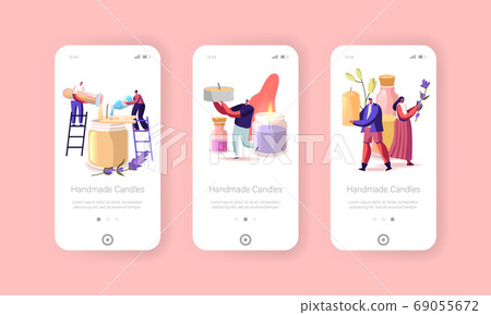 Candle Making Handmade Creative Hobby Mobile App Page Onboard Screen Template. Tiny Characters with Huge Ingredients Candle Making Handmade Creative Hobby Mobile App Page Onboard Screen Template. Tiny Characters with Huge Ingredients 69055672