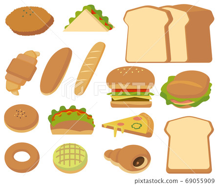 Bread set Toasts, sandwiches, croissants, melon bread, etc. 69055909