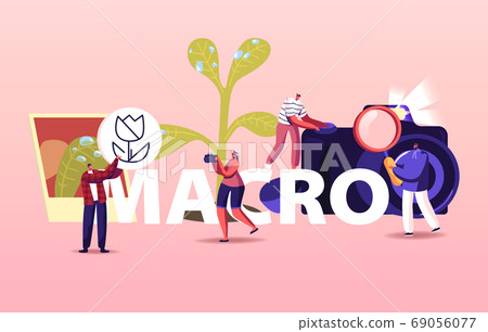 People Macro Shooting Concept. Tiny Photographer Characters with Huge Photo Camera Making Picture of Nature, Hobby People Macro Shooting Concept. Tiny Photographer Characters with Huge Photo Camera Making Picture of Nature, Hobby 69056077